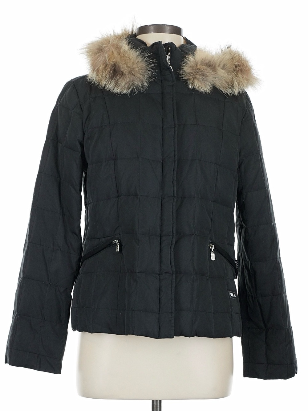 MCM OTC VINTAGE Black Quilted Puffer Jacket with Fur-Trim Hood RARE!!!